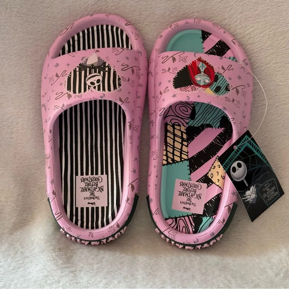 The Nightmare Before Christmas Slides‎ Girls Size 13 Pink Slip On New